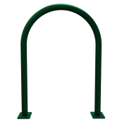Round hoops of steel tube |  48 mm x 2,5 mm | to be fixed by plugs | without cross bar | total width: approx. 650 mm | hot-dip galvanized and coatedcolor: green (RAL 6005)
